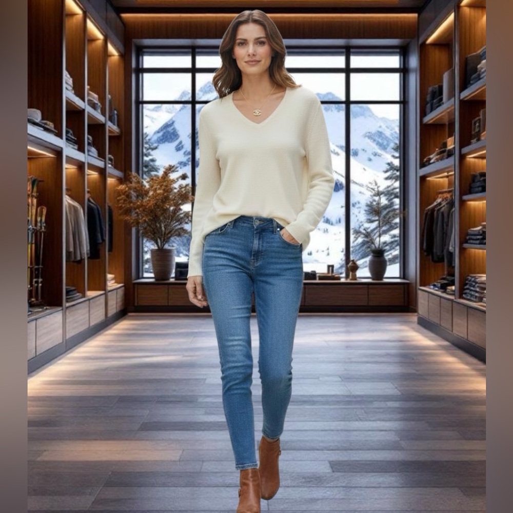 C By Bloomingdale’s Cashmere V Neck Sweater XL Capsule Wardrobe Staple